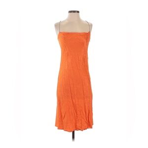 Crossback Silky Slip Dress with Chain Straps and Side Slit